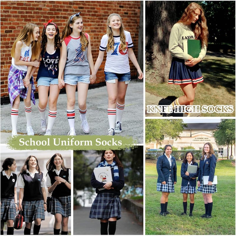 Zando Striped Knee High Socks for Women Athletic Running Long Tube Socks Casual Knee High Stockings - Image 3